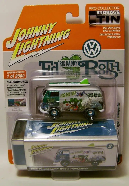 Johnny lightning 1/64 1965 volkswagen Type 2 transporter rat fink green wht NIB