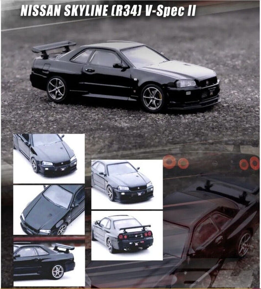Inno64 1:64 Nissan GT-R (R34) V-Spec II Black Diecast Model car IN64-R34VS-BLA