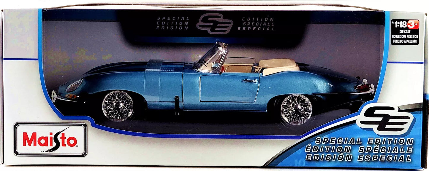 MAISTO 1:18 Diecast Model Special Edition Jaguar E-Type Cabriolet 🟦 Blue 🟦