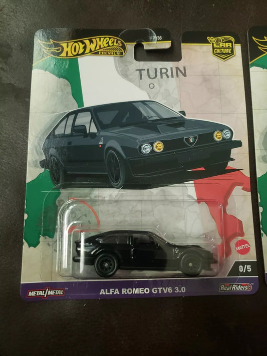 Chase! Hot Wheels Car Culture "World Tour" Alfa Romeo GTV6 3.0 Black 1:64 Scale