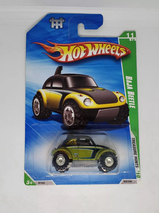 HOT WHEELS 2010 SUPER TREASURE HUNT MINT ON CARD BAJA BEETLE TREASURE HUNT.