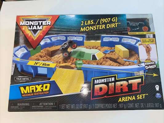 Monster Jam, juego Dirt Arena con 2 libras de Monster Dirt y Monster Truck 1:64