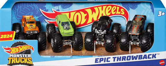 Hot Wheels Monster Trucks 2024 Epic Throwback 4-Pack 1:64 Toy Truck New Toy Gift