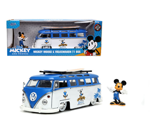 Jada 1:24 1962 Volkswagen Bus with Mickey Figure – Disney Mickey Mouse and Friends – Hollywood Rides