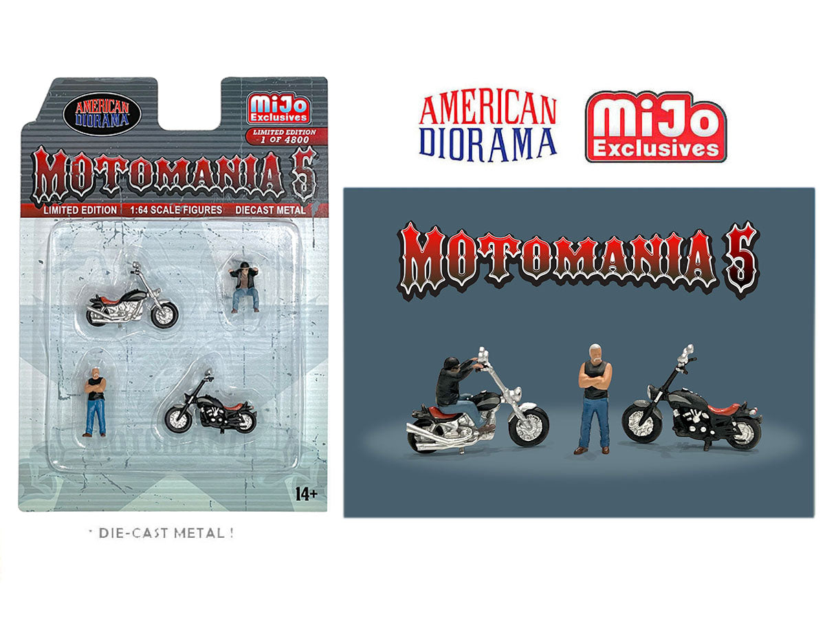 American Diorama 1:64 Figures Motomania 5 New Chopper Bikes – MiJo Exclusives Limited Edition 4,800