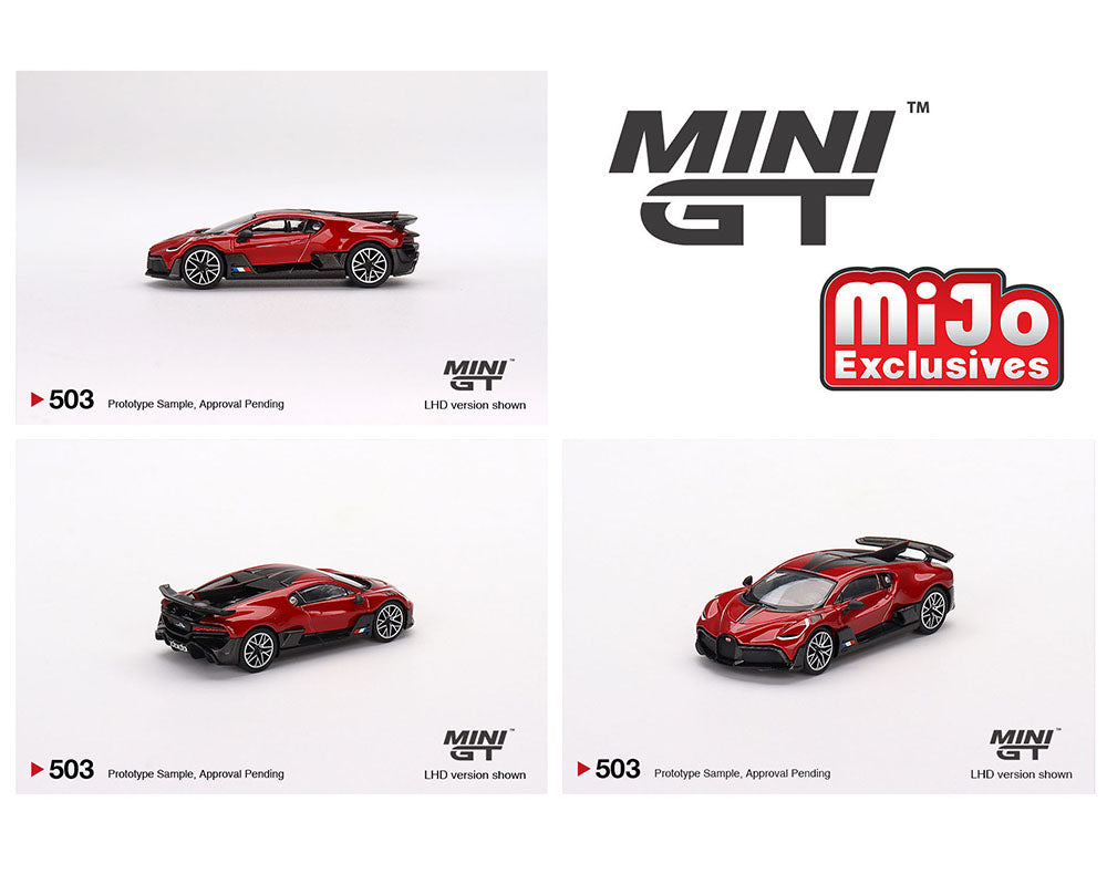 (Preorden) Mini GT 1:64 Bugatti Divo (Rojo Metálico) – MiJo Exclusives USA