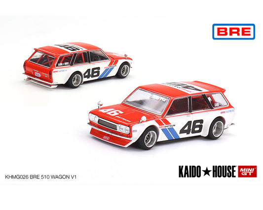 Kaido House x Mini GT 1:64 Datsun 510 Wagon BRE Versión 1 (Rojo) Edición limitada