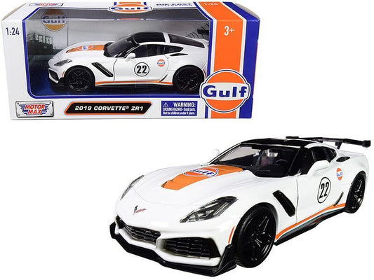 Chevrolet Corvette ZR1 2019 #22 "Gulf Oil" blanco con franjas naranjas y negro