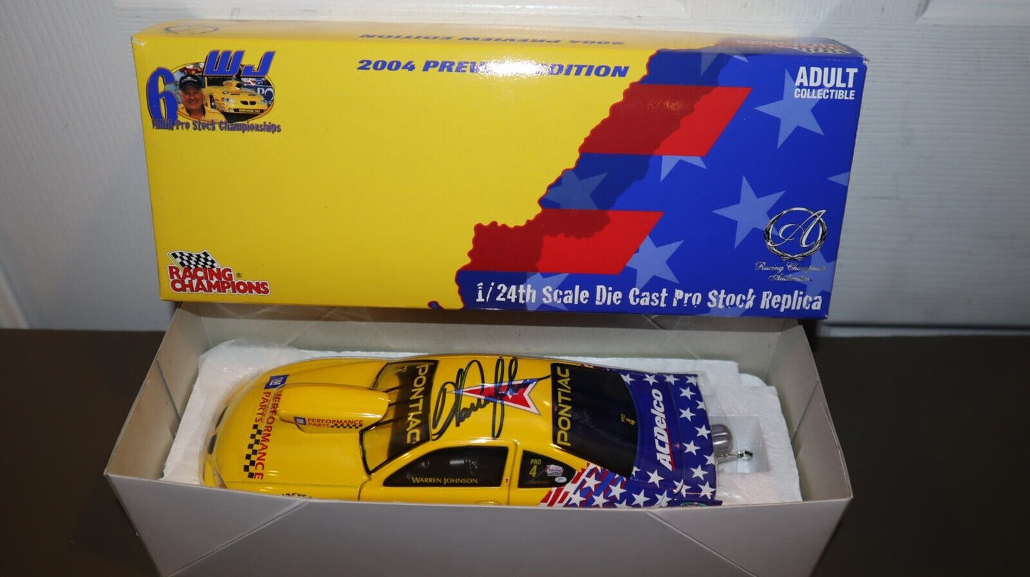 NEW - 1:24 NHRA SIGNED AUTO Warren Johnson GM Pontiac Pro Stock 2004 Die Cast