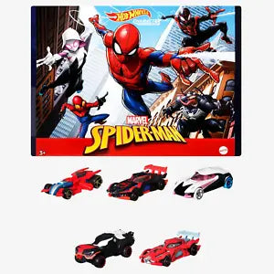 Set de coches de personajes de Hot Wheels - Spiderman