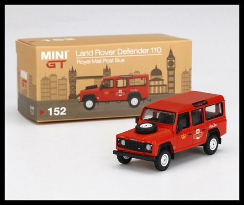 MINI GT 152 1/64 Land Rover Defender 110 Reino Unido Royal Mail Post Bus RHD Nuevo