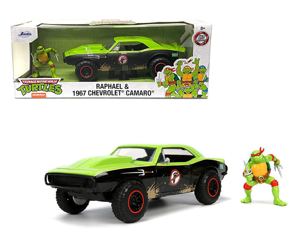 Jada 1:24 1967 Chevrolet Camaro Off Road 4×4 con figura de Raphael – Teenage Mutant Ninja Turtles (TMNT) – Hollywood Rides